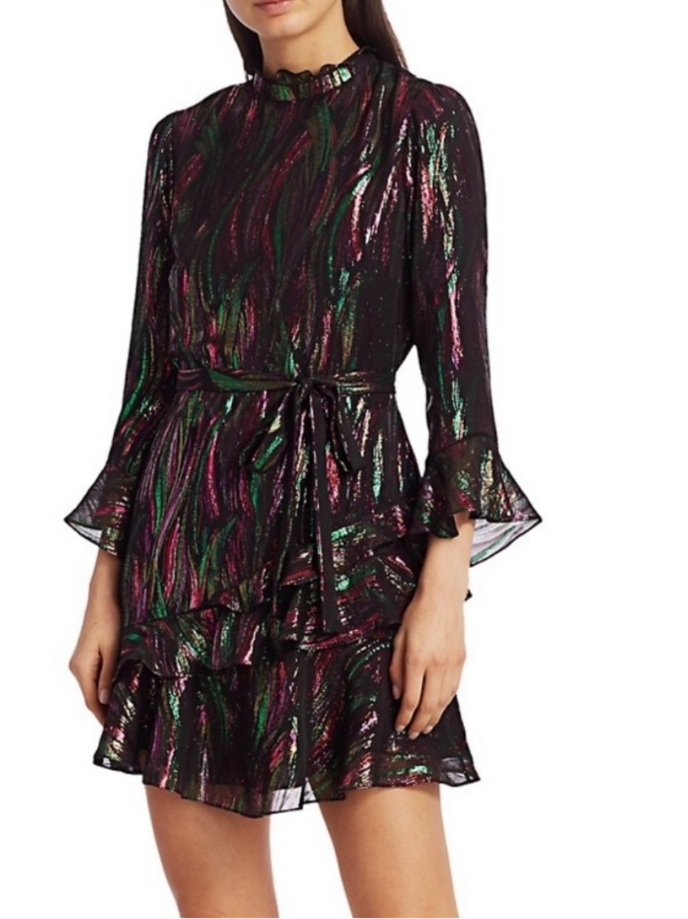 Saloni "Marissa" Metallic Cocktail Dress